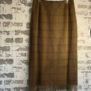 Harold's brown  Plaid Fringe Maxi Skirt